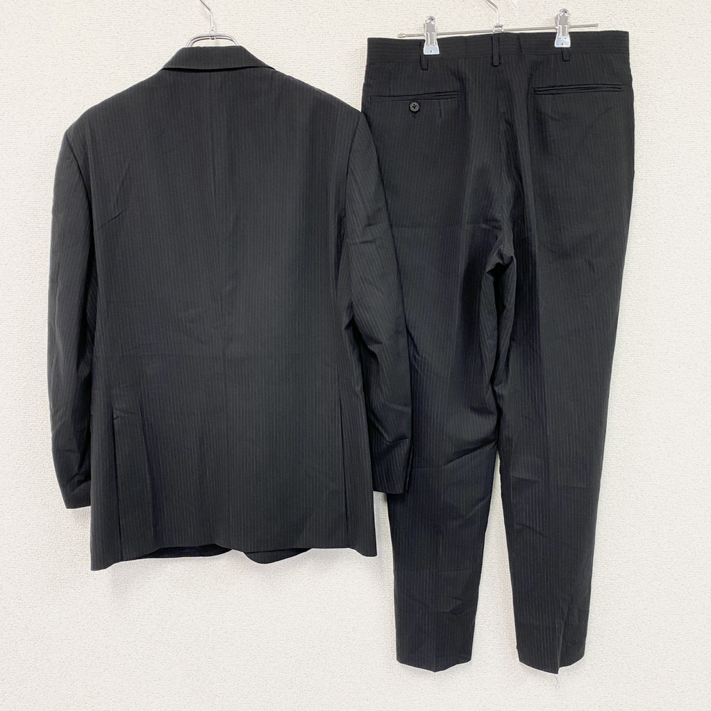 Aquascutum　アクアスキュータム　セットアップ　スーツ　ストライプ　黒　ブラック　94A6サイズ　古着