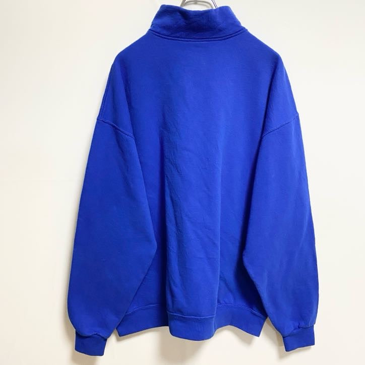 JERZEES　ジャージーズ　 長袖ハーフジッププリントスウェット　トレーナー　青　ブルー　ビッグシルエット　XLサイズ　古着