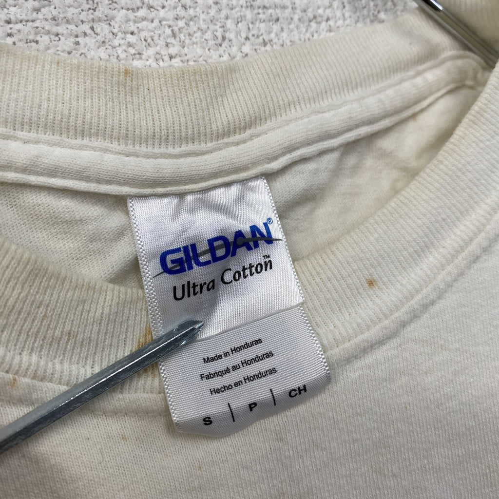 GILDAN　ギルダン　半袖プリントTシャツ　白　ホワイト　Sサイズ　古着