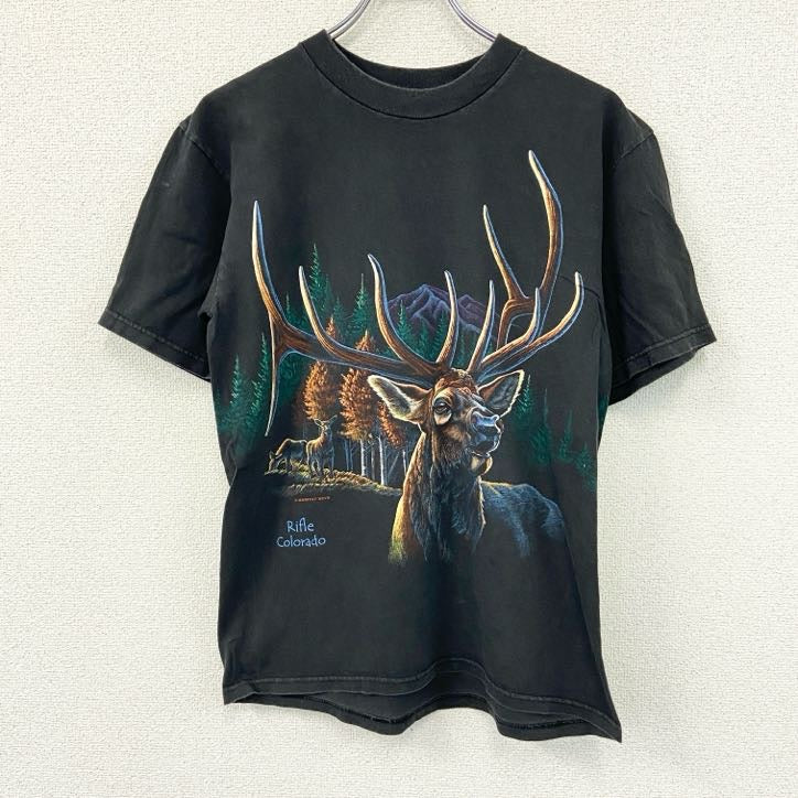 半袖プリントTシャツ　黒　ブラック カットソー メンズ 古着