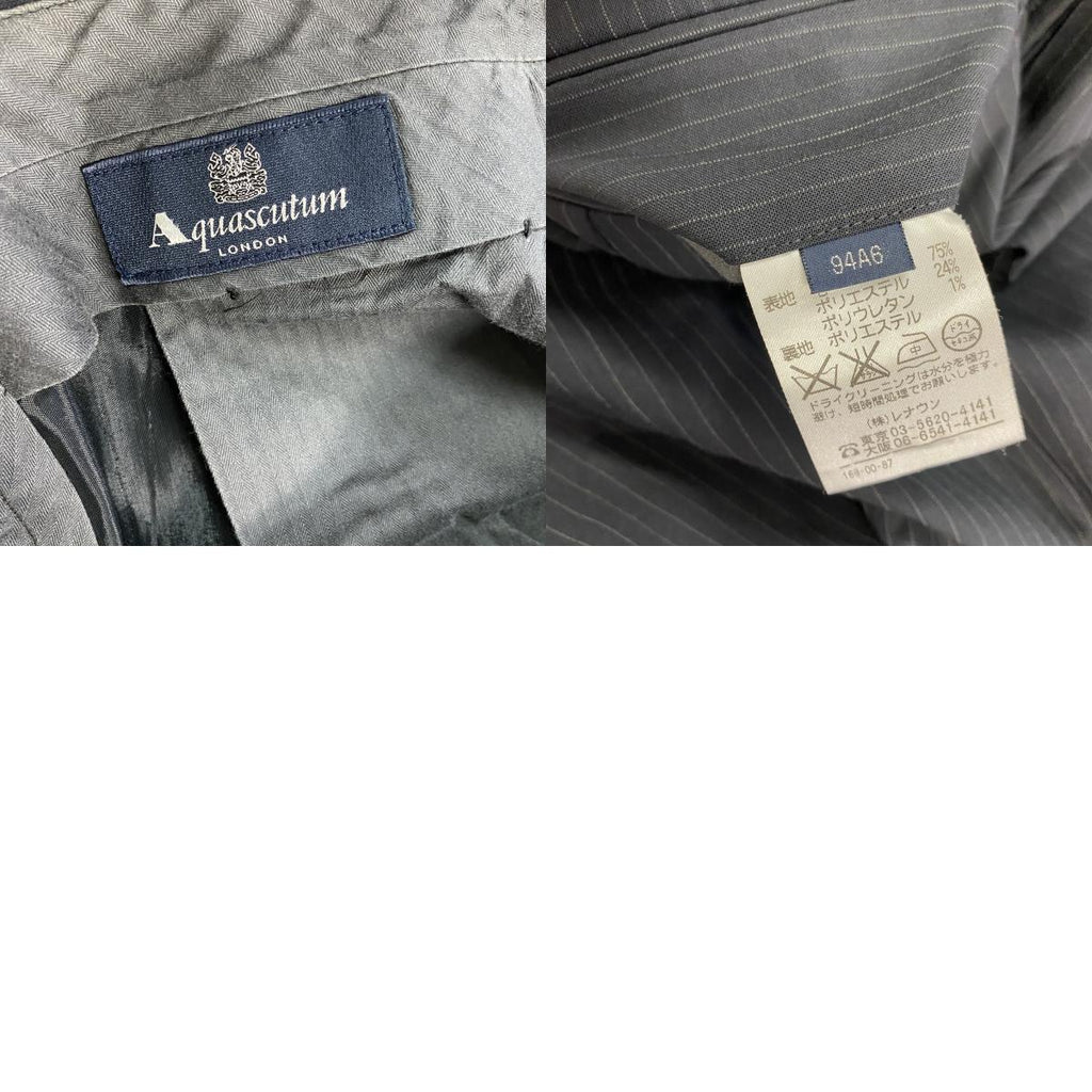 Aquascutum　アクアスキュータム　セットアップ　スーツ　ストライプ　黒　ブラック　94A6サイズ　古着