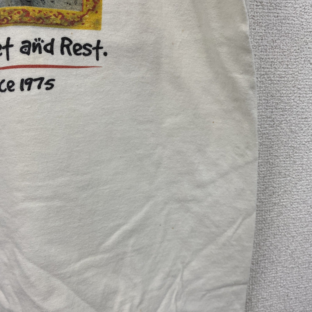 GILDAN　ギルダン　半袖プリントTシャツ　白　ホワイト　Sサイズ　古着