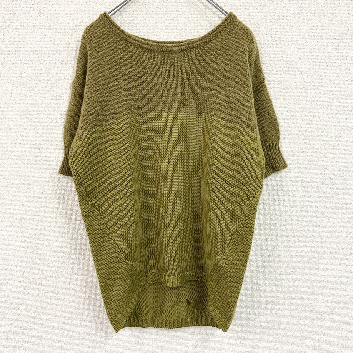 Acne Studios　アクネストゥディオズ　半袖ウール混アクリルニットセーター　カーキ　XSサイズ　古着