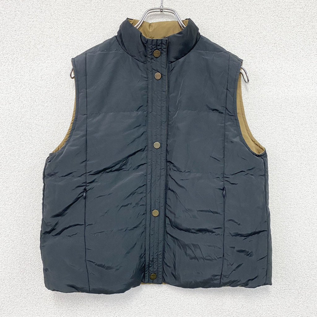 Max Mara　マックスマーラ　ダウンベスト　リバーシブル　ダークグレー　ベージュ　38サイズ　古着
