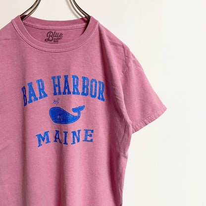 古着 used　BLUE84　半袖クルーネックプリントTシャツ　クジラ　アニマル　BAR HARBOR　ピンク　春夏服