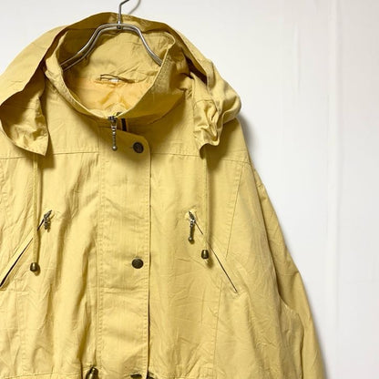 古着 used　ANORAK　 長袖マウンテンパーカー　ハイネックアウター　フード取り外し可　黄色　イエロー　秋冬服　Lサイズ