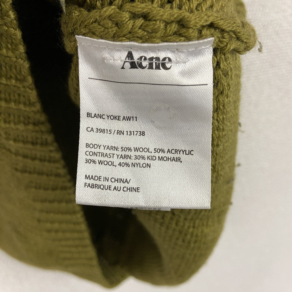 Acne Studios　アクネストゥディオズ　半袖ウール混アクリルニットセーター　カーキ　XSサイズ　古着