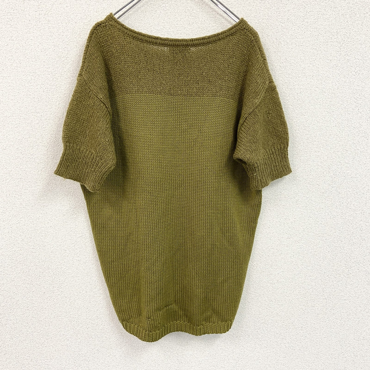 Acne Studios　アクネストゥディオズ　半袖ウール混アクリルニットセーター　カーキ　XSサイズ　古着
