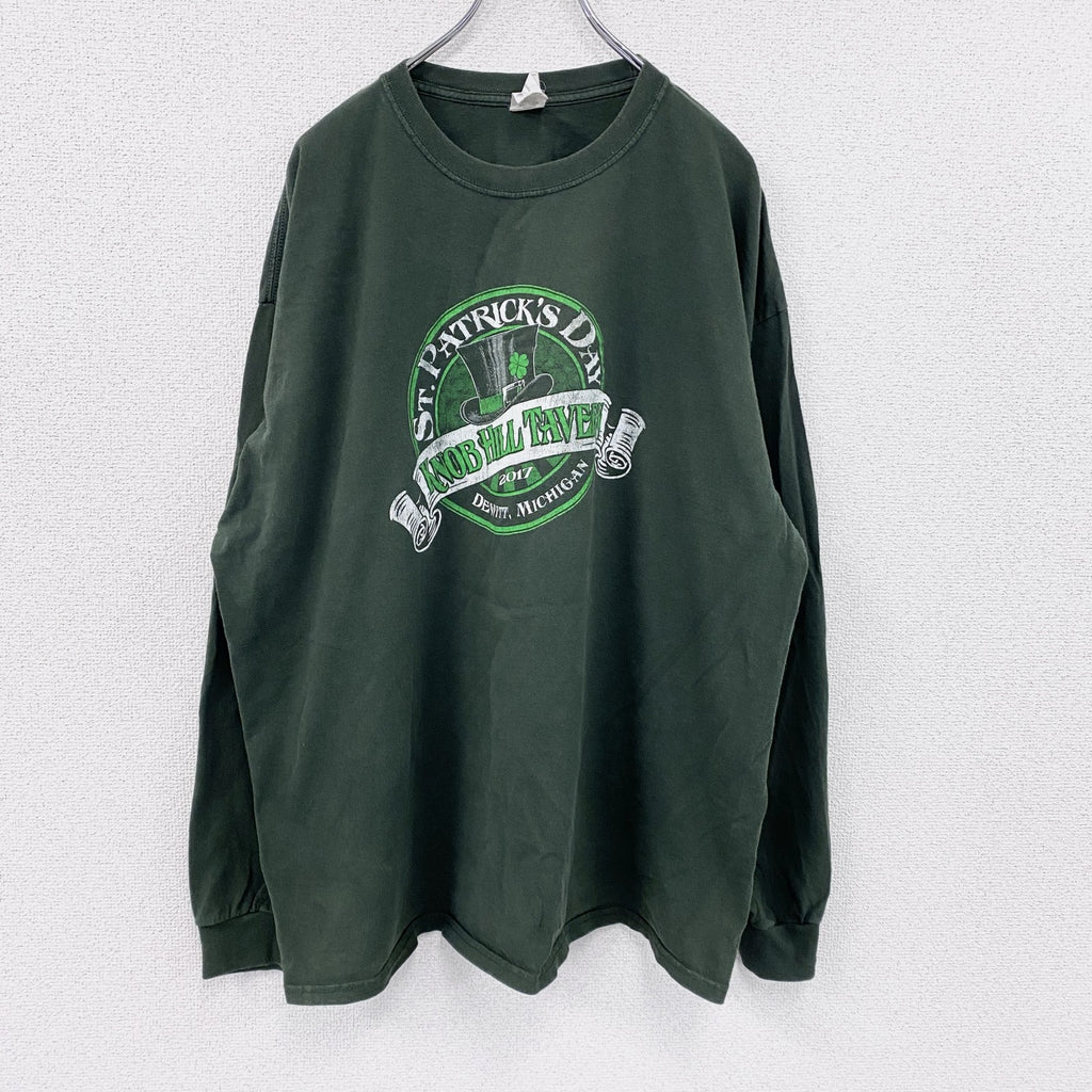 GILDAN　ギルダン　長袖Tシャツ/ロンT　深緑　ディープグリーン　2XLサイズ　古着