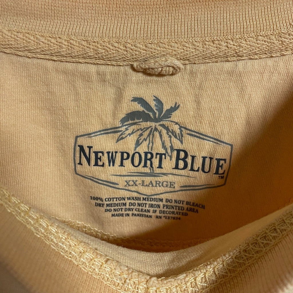 NEWPORT BLUE　半袖クルーネックプリントTシャツ　黄色　イエロー　春夏服　ビッグシルエット　2XLサイズ　古着