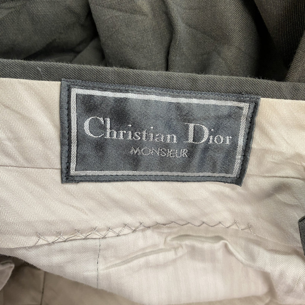 Christian Dior　クリスチャンディオール　スラックス　ジップフライ　モスグリーン　92サイズ　古着