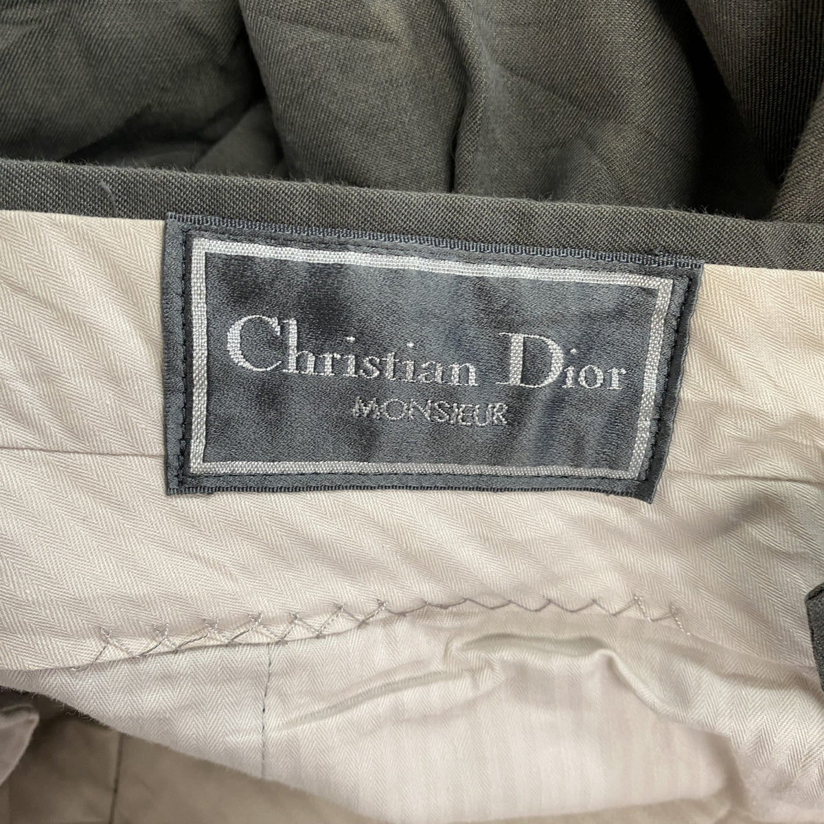 Christian Dior　クリスチャンディオール　スラックス　ジップフライ　モスグリーン　92サイズ　古着