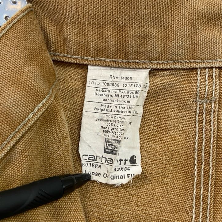 Carhartt　カーハート　ダブルニーダックペインターパンツ　ワークパンツ　ブラウンダック　キャメル　W42