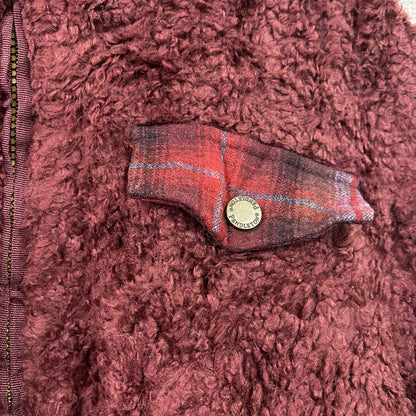 PENDLETON　ペンドルトン　フルジップフリースジャケット　チェック柄切替デザイン　赤　レッド　Lサイズ