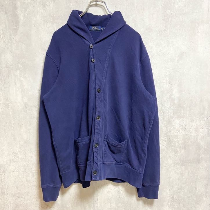 古着 used　POLO RALPH LAUREN　ポロラルフローレン　長袖スウェットカーディガン　ネイビー　XLサイズ