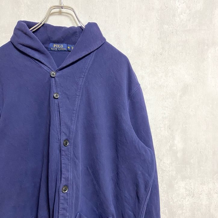 古着 used　POLO RALPH LAUREN　ポロラルフローレン　長袖スウェットカーディガン　ネイビー　XLサイズ