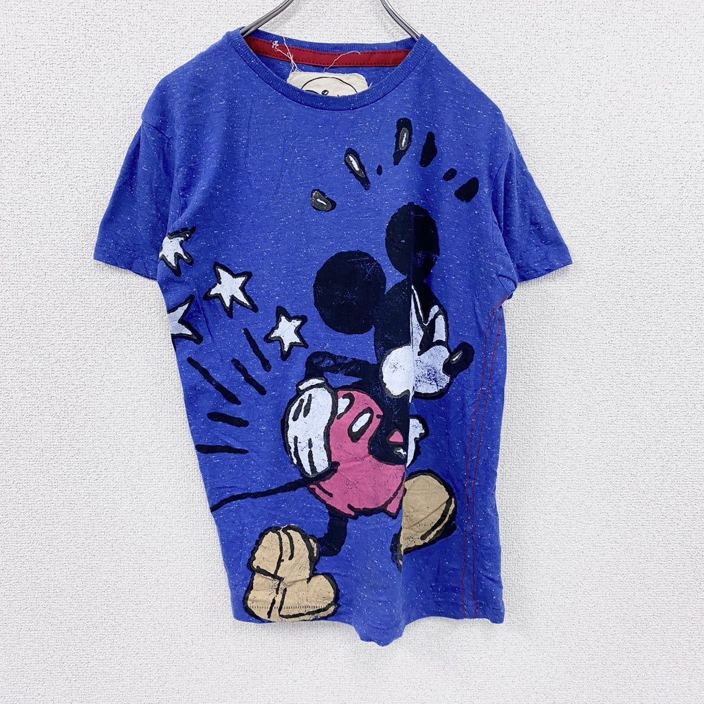 Disney　ディズニー　ミッキーマウス　半袖プリントTシャツ　青　ブルー　Mサイズ　古着