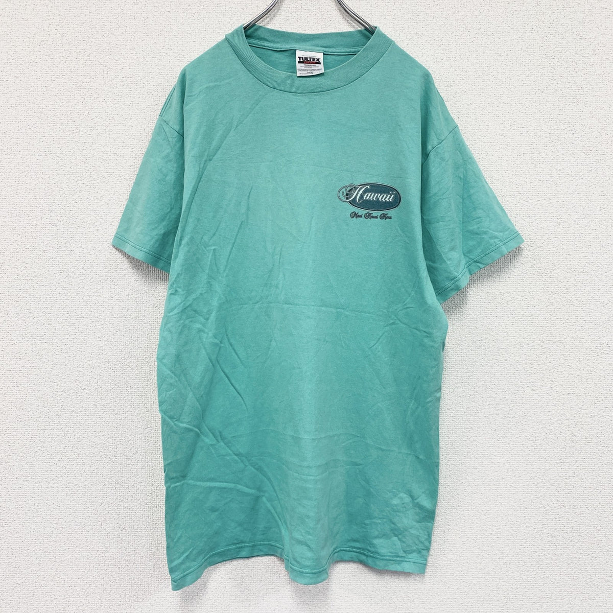 ～00s　TULTEX　タルテックス　半袖プリントTシャツ　ヴィンテージ　ターコイズブルー　Lサイズ　古着