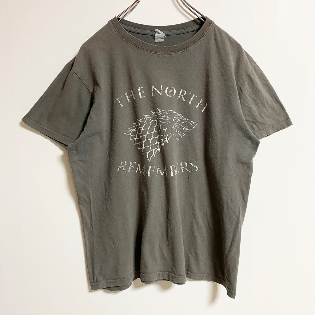 半袖プリントTシャツ　クルーネック　THE NORTH REMEMBERS　緑　グリーン　春夏服　古着