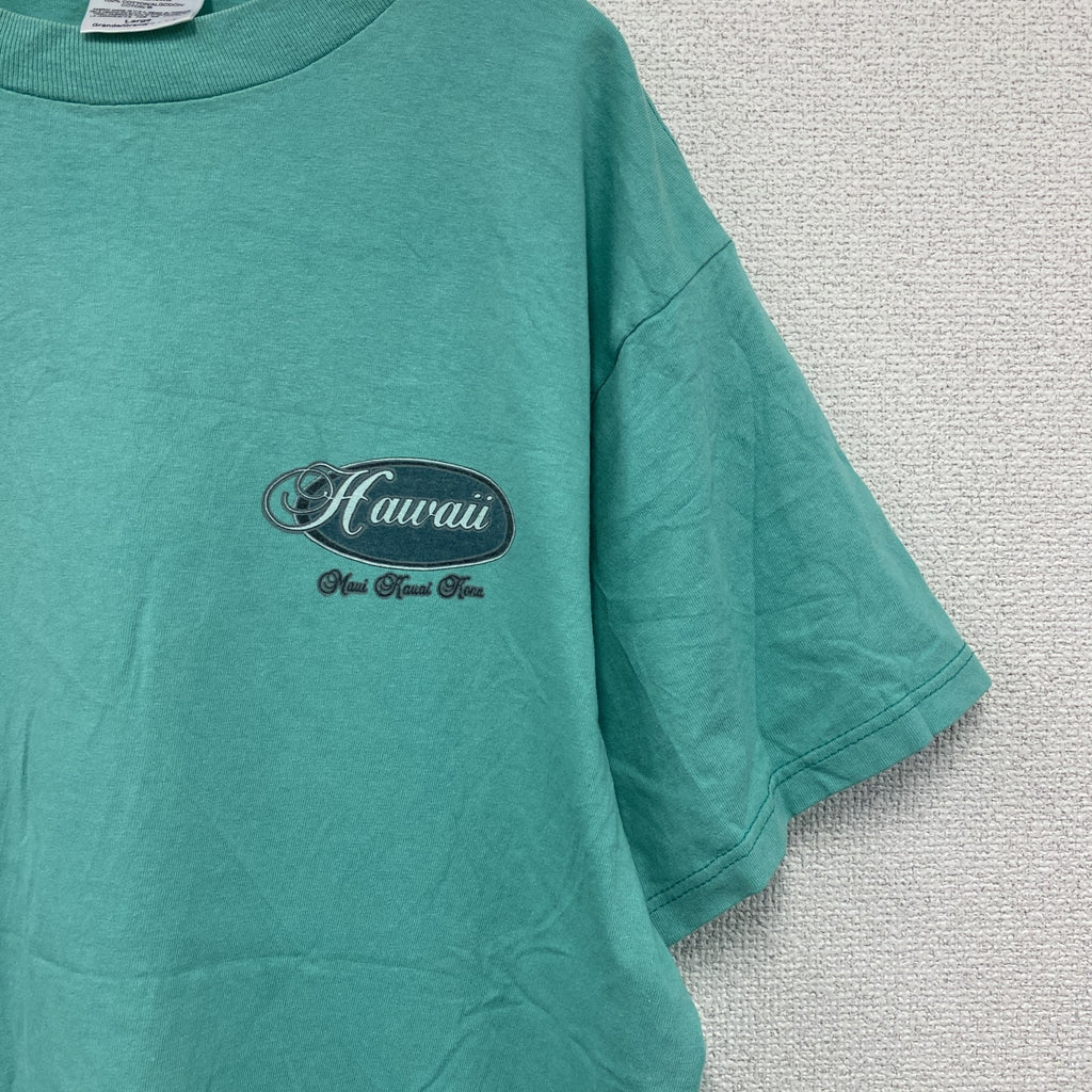 ～00s　TULTEX　タルテックス　半袖プリントTシャツ　ヴィンテージ　ターコイズブルー　Lサイズ　古着