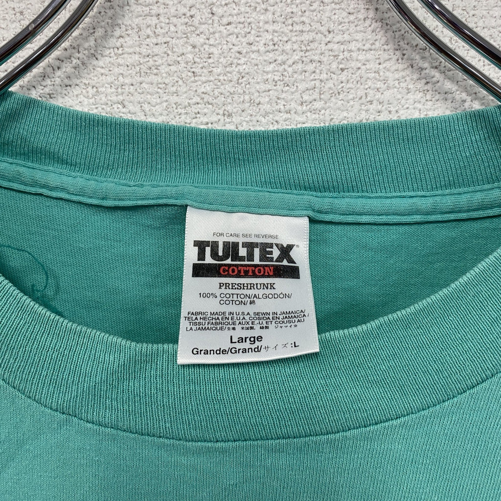 ～00s　TULTEX　タルテックス　半袖プリントTシャツ　ヴィンテージ　ターコイズブルー　Lサイズ　古着