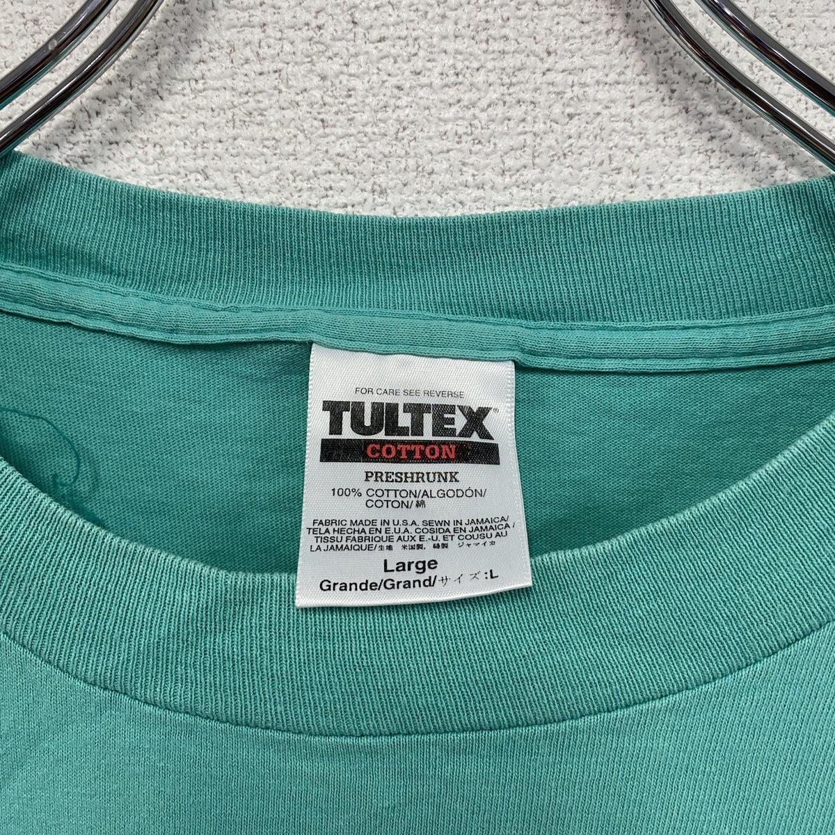 ～00s　TULTEX　タルテックス　半袖プリントTシャツ　ヴィンテージ　ターコイズブルー　Lサイズ　古着
