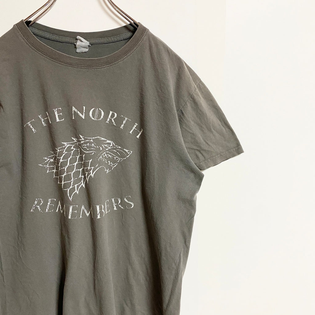 半袖プリントTシャツ　クルーネック　THE NORTH REMEMBERS　緑　グリーン　春夏服　古着