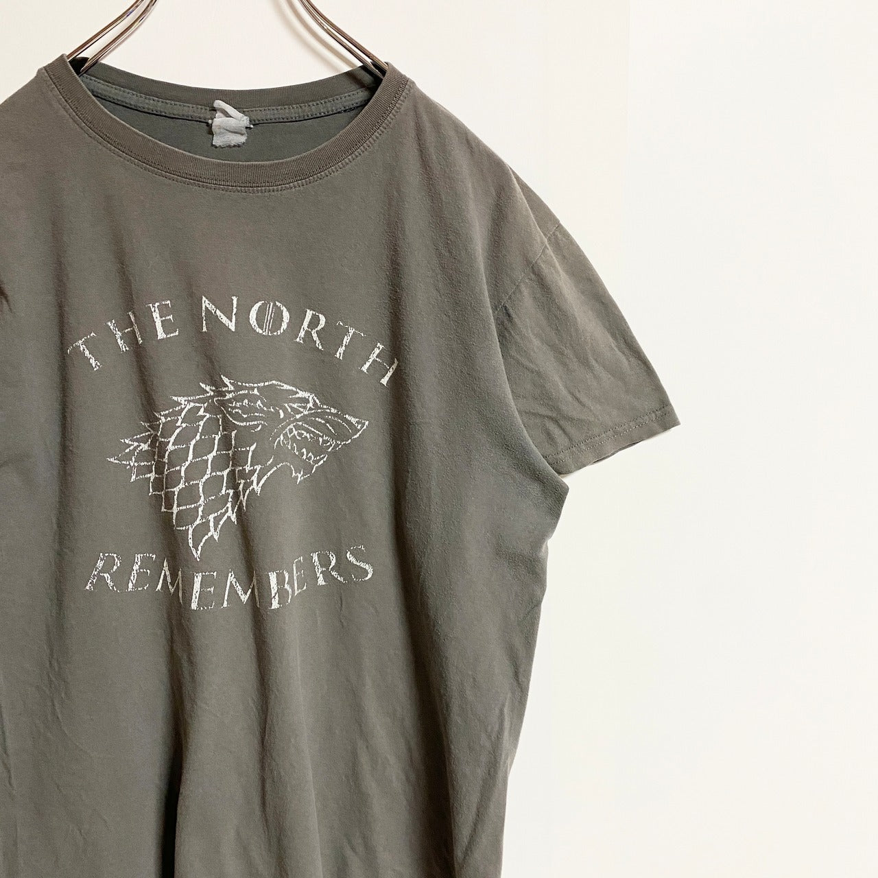 半袖プリントTシャツ　クルーネック　THE NORTH REMEMBERS　緑　グリーン　春夏服　古着