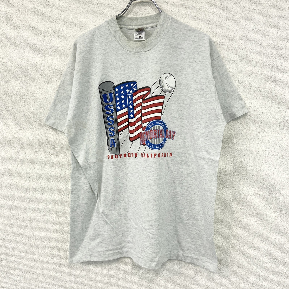 FRUIT OF THE LOOM　フルーツオブザルーム　半袖プリントTシャツ　シングルステッチ　ヴィンテージ　霜降りグレー　XLサイズ カットソー メンズ コットン 古着