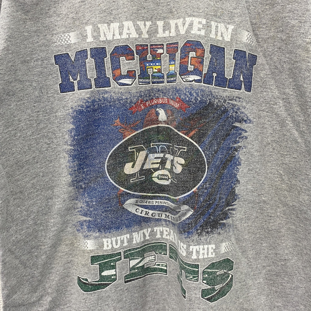 GILDAN　ギルダン　JETS　半袖プリントTシャツ　灰色　グレー　3XLサイズ　古着