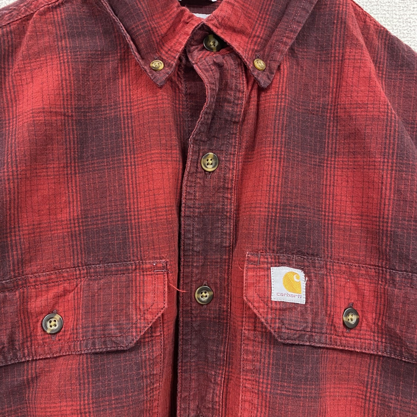 Carhartt　カーハート　長袖ボタンダウンシャツ　チェックシャツ　赤　レッド　Mサイズ