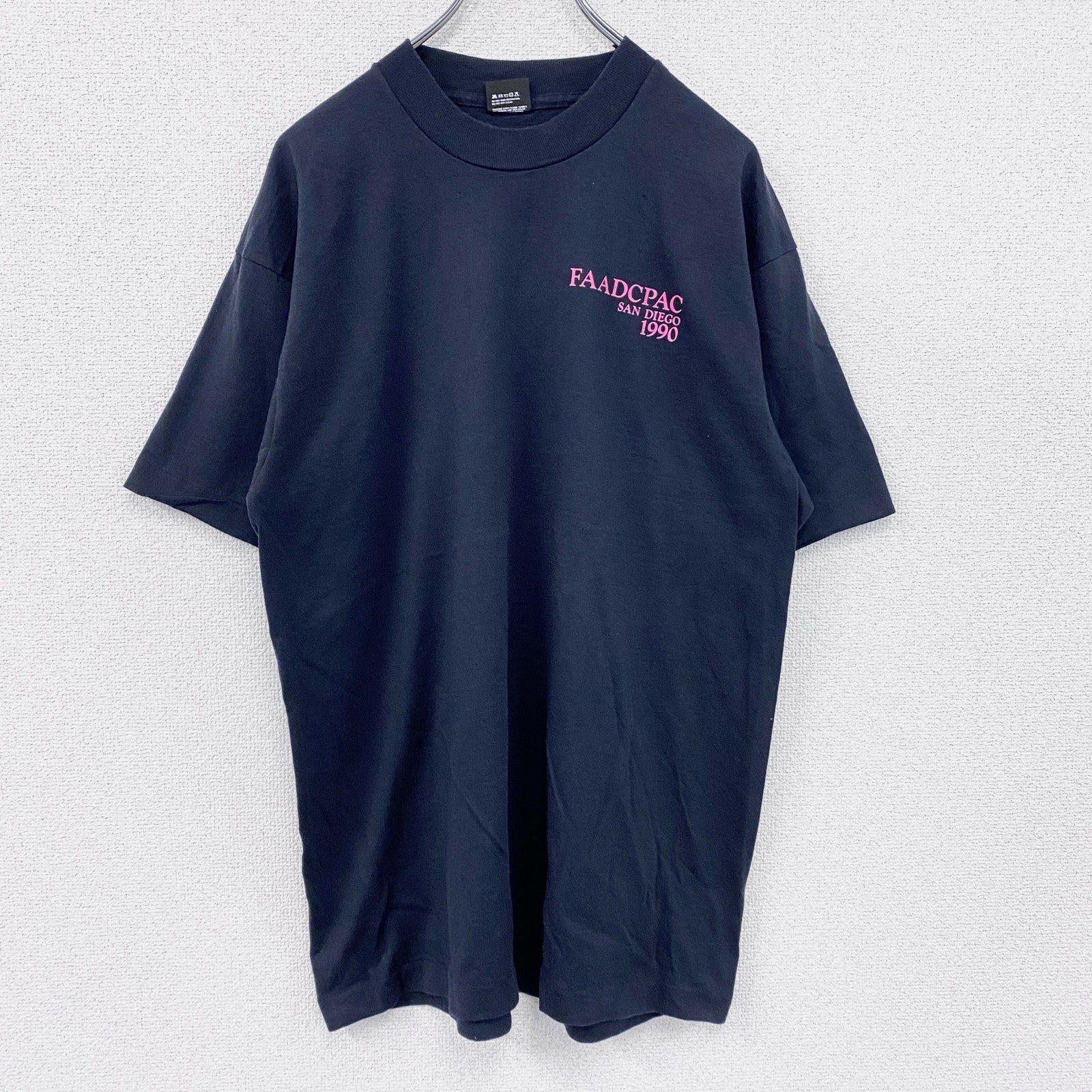 90s　SCREEN STARS　半袖プリントTシャツ　シングルステッチ　ヴィンテージ　黒　ブラック　XLサイズ　古着