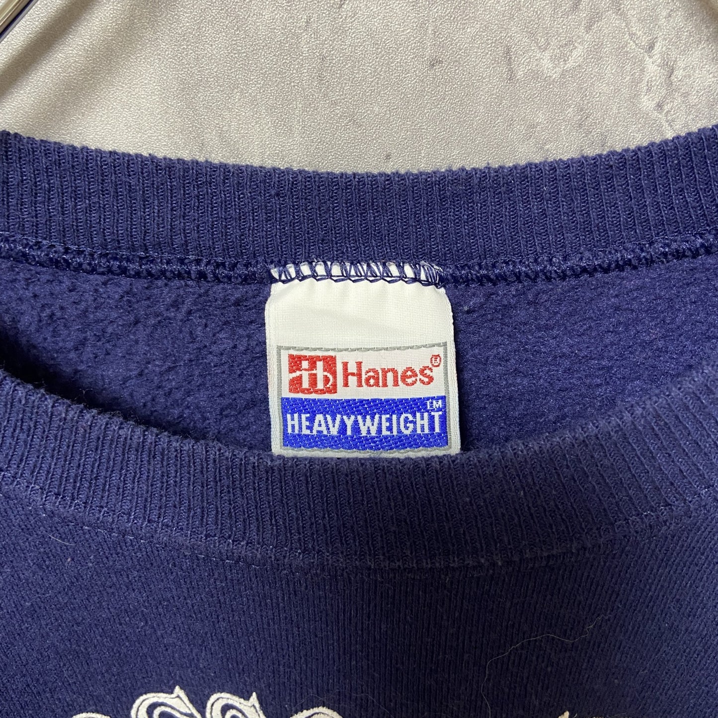 古着 used　90s　1996　Hanes ヘインズ　長袖プリントスウェット　トレーナー　ネイビー　ヴィンテージ　Lサイズ