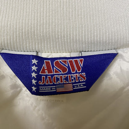 古着 used　ASW JACKETS　USA製　長袖無地ナイロンスタジャン　白　ホワイト　ビッグシルエット　2XLサイズ