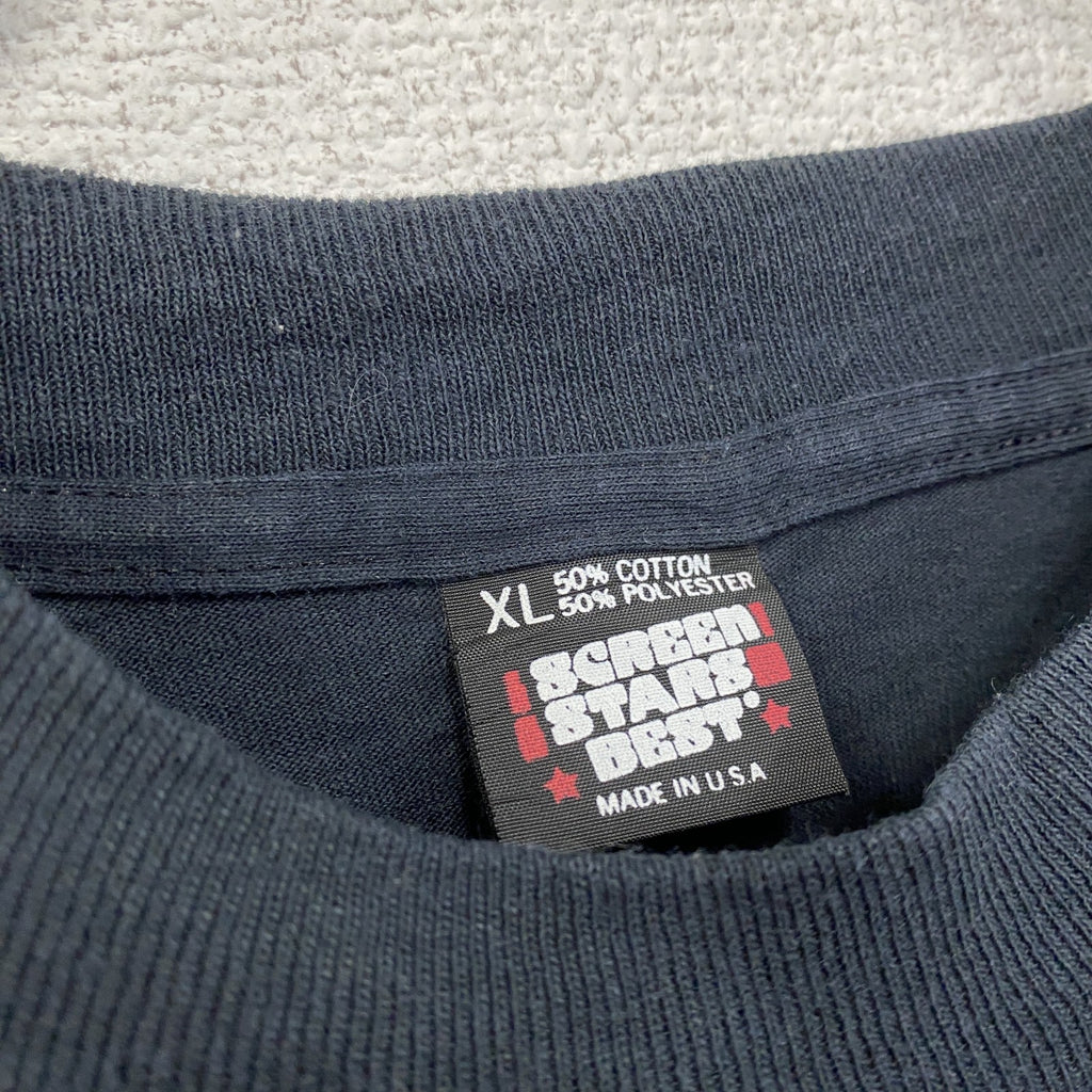 90s　SCREEN STARS　半袖プリントTシャツ　シングルステッチ　ヴィンテージ　黒　ブラック　XLサイズ　古着