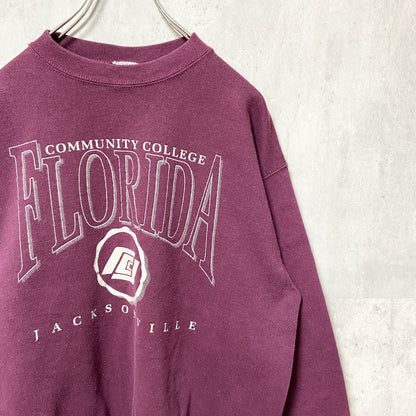 古着 used　Florida　フロリダ大学　長袖カレッジプリントスウェット　トレーナー　ワインレッド　えんじ色　Lサイズ