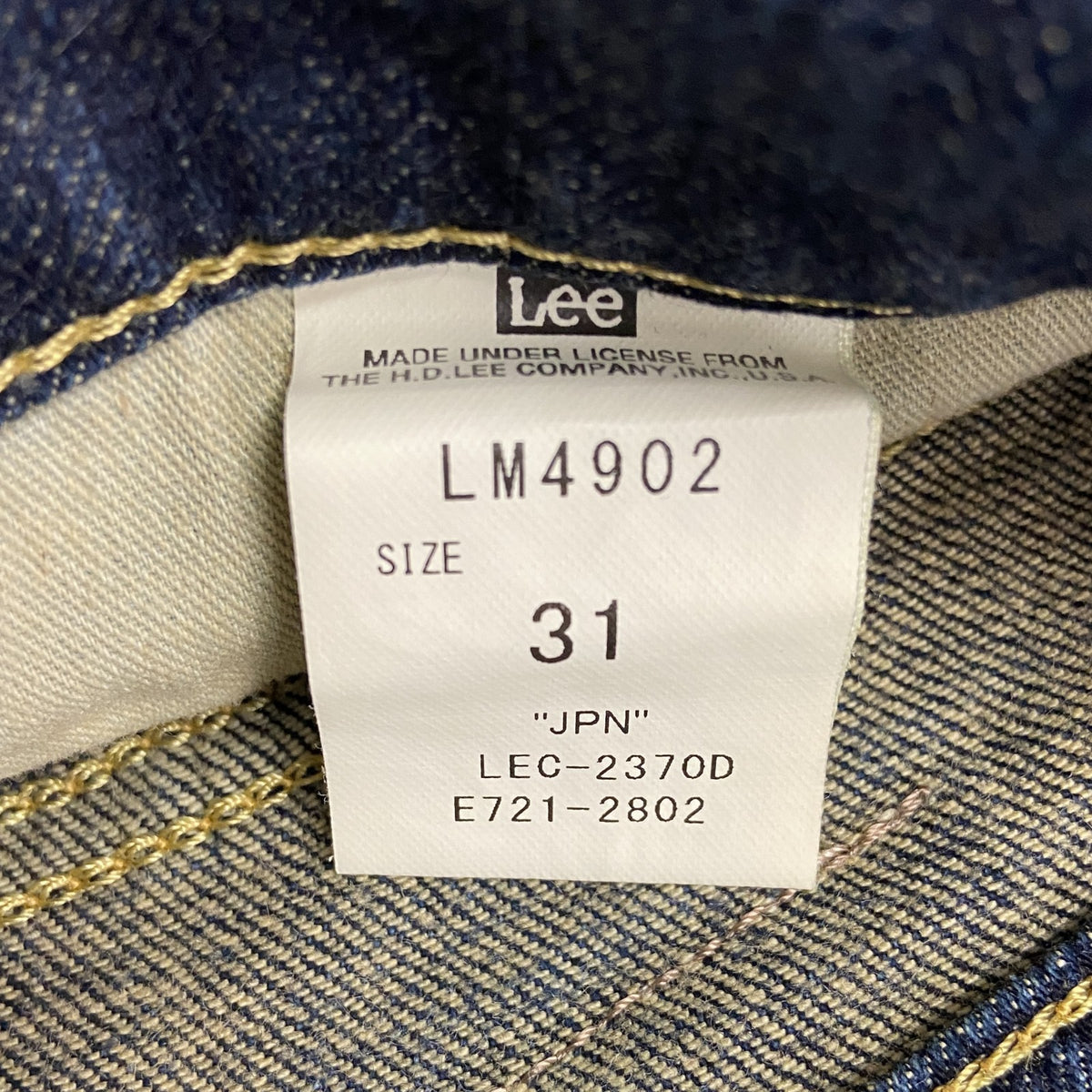Lee　リー　デニムパンツ/ジーンズ　ジップフライ　縦落ち　インディゴ　31サイズ　古着