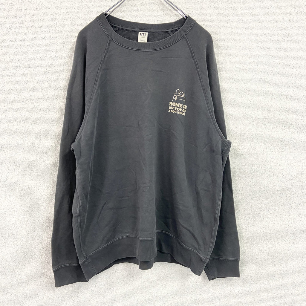UNIQLO　ユニクロ　UT　スヌーピー　PEANUTS　スウェット/トレーナー　フェード　ラグランスリーブ　ダークグレー　Lサイズ　古着