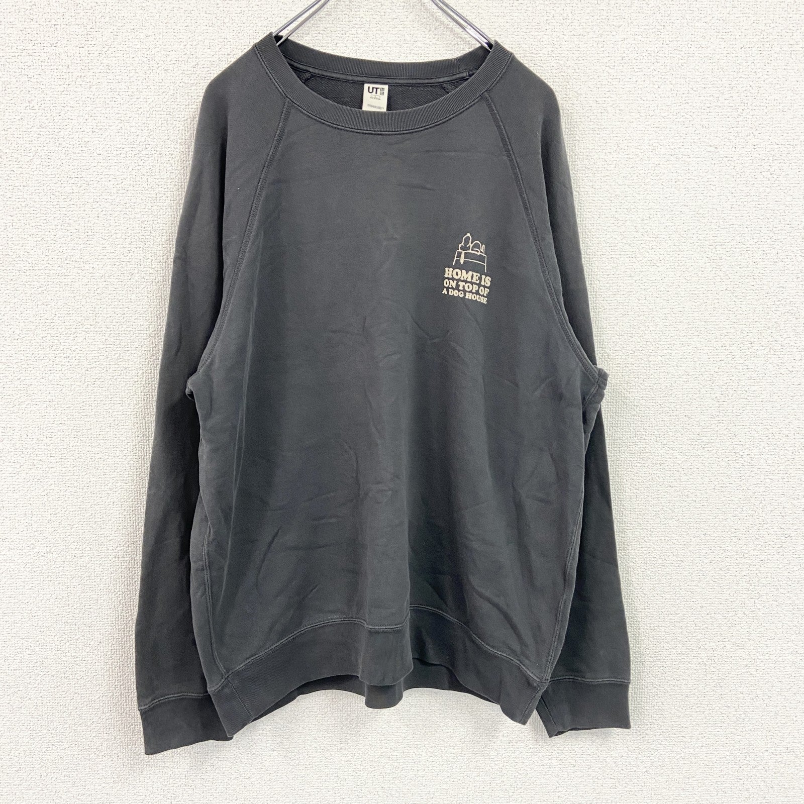 UNIQLO　ユニクロ　UT　スヌーピー　PEANUTS　スウェット/トレーナー　フェード　ラグランスリーブ　ダークグレー　Lサイズ　古着