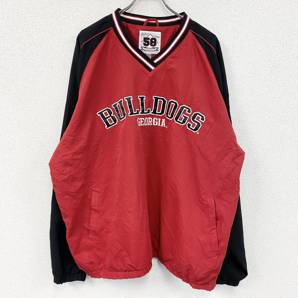 90s～　58SPORTS　プルオーバージャケット　ジョージア大学　ヴィンテージ　赤　レッド　XXLサイズ　古着