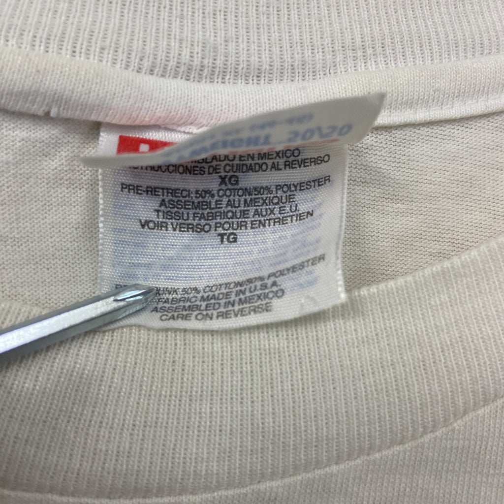 Hanes　ヘインズ　半袖プリントTシャツ　シングルステッチ　ヴィンテージ　白　ホワイト　XLサイズ カットソー メンズ コットン 古着
