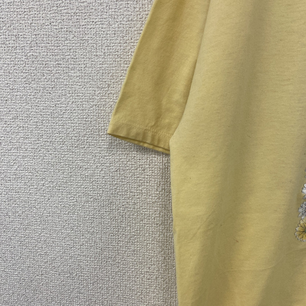 半袖プリントTシャツ　シングルステッチ　ヴィンテージ　黄色　ライトイエロー　古着