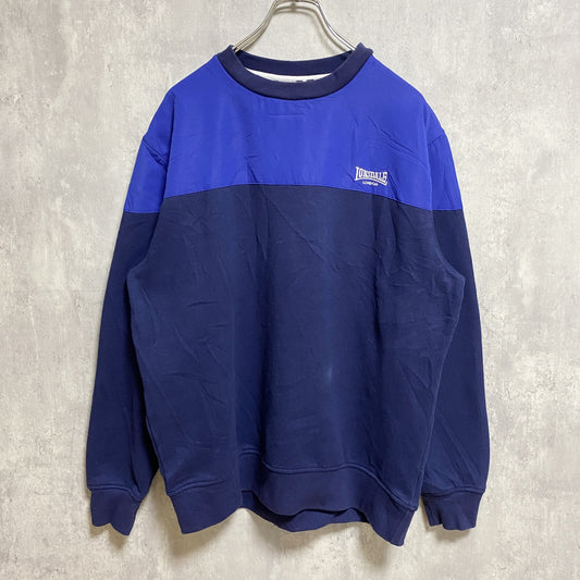 古着 used　LONSDALE ロンズデール　長袖スウェット　トレーナー　2トーン　ライン入り　クルーネック　Lサイズ