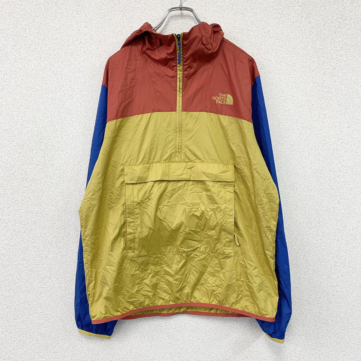 THE NORTH FACE　ザノースフェイス　ナイロンアノラックパーカー/フーディー　レッド　イエロー　ブルー　Mサイズ　古着