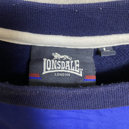 古着 used　LONSDALE ロンズデール　長袖スウェット　トレーナー　2トーン　ライン入り　クルーネック　Lサイズ