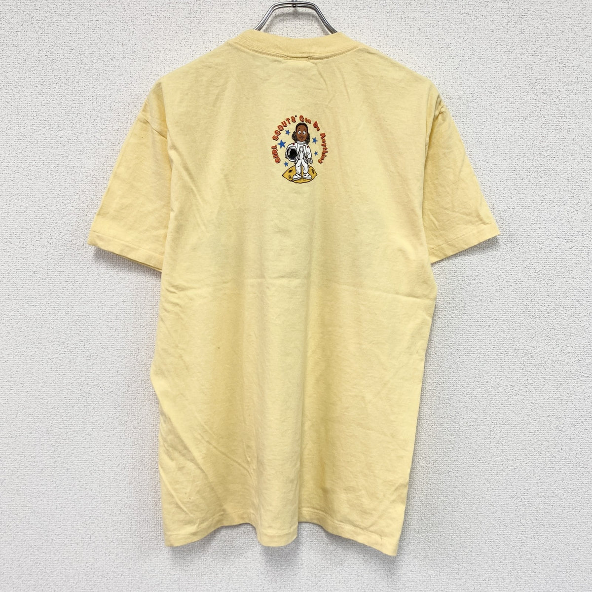 GIRL SCOUTS　半袖プリントTシャツ　シングルステッチ　黄色　イエロー　Lサイズ カットソー メンズ コットン 古着