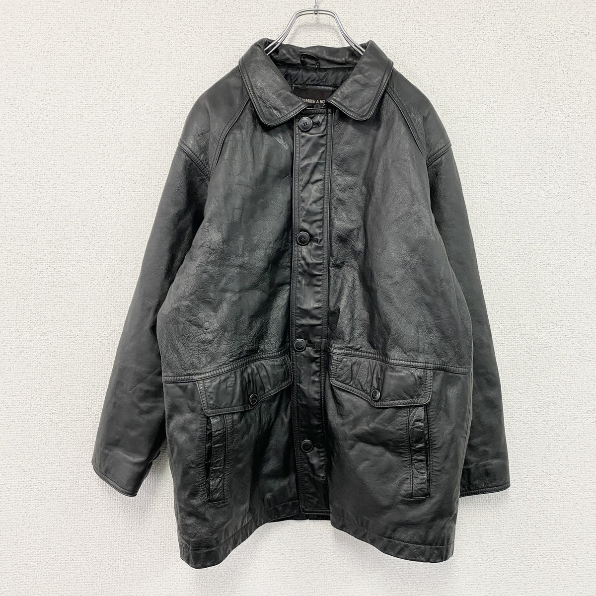 D'HOMME A HOMME　ドムアオム　レザージャケット/レザーコート　黒　ブラック　Mサイズ ライダース バイカージャケット メンズ 古着