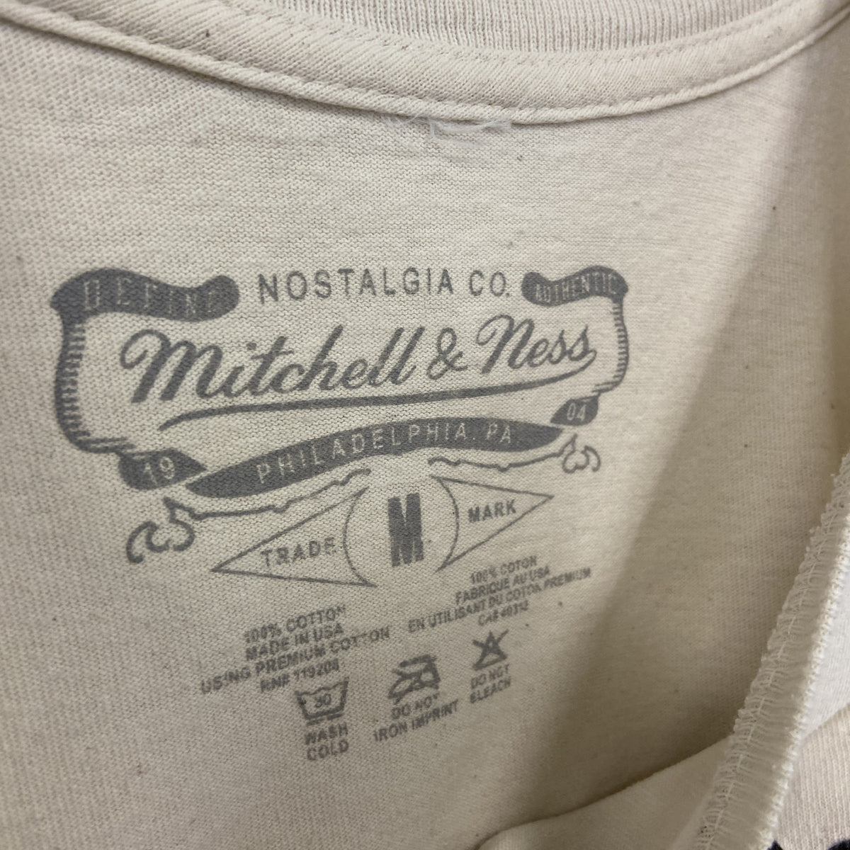 mitchell&ness　ミシェルアンドネス　 半袖プリントTシャツ　シングルステッチ　ヴィンテージ　ベージュ　Mサイズ　古着