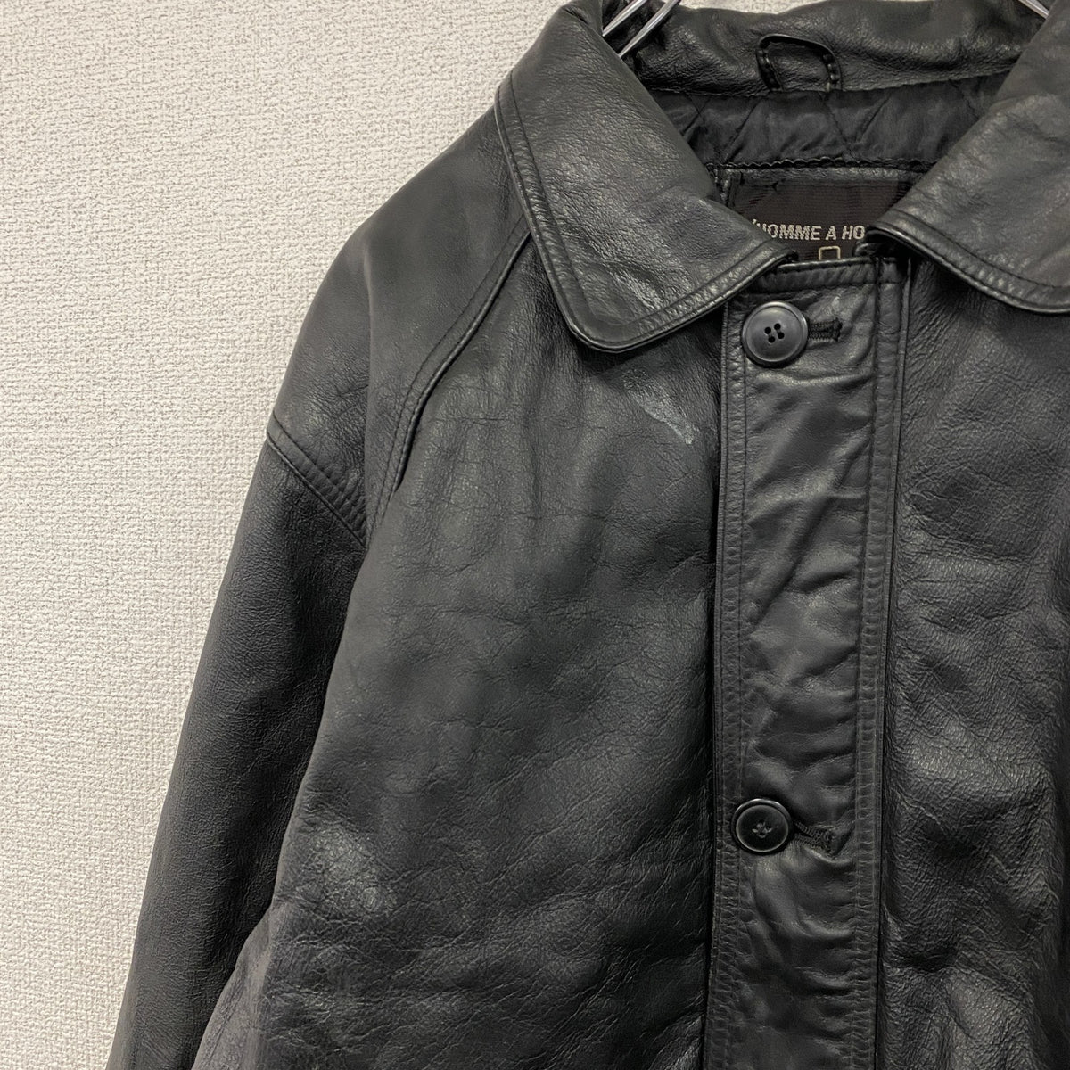 D'HOMME A HOMME　ドムアオム　レザージャケット/レザーコート　黒　ブラック　Mサイズ ライダース バイカージャケット メンズ 古着