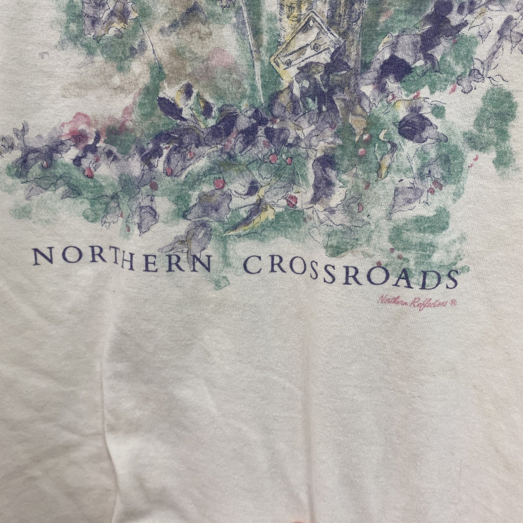 90s～　NORTHERN REFLECTIONS　半袖Tシャツ　アートT　シングルステッチ　白　ホワイト　Lサイズ　　ヴィンテージ　古着